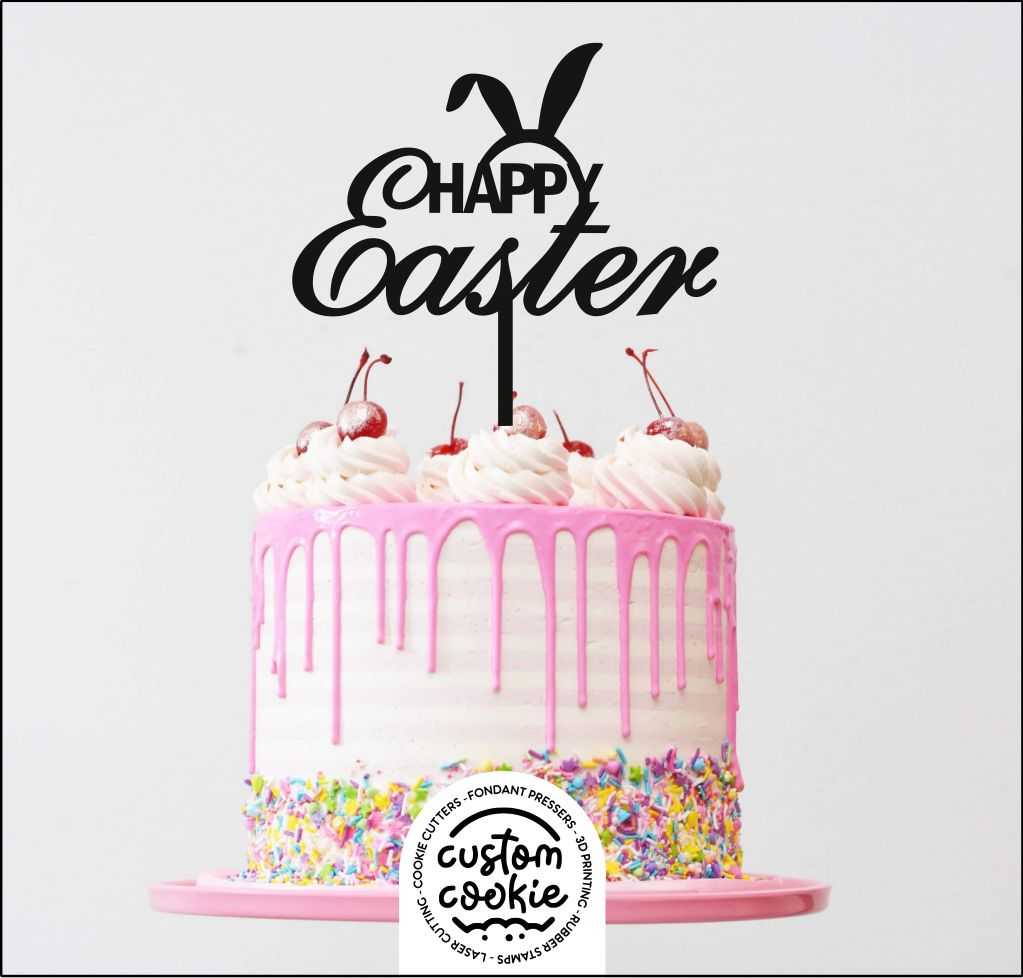 Cake Topper - Happy Easter with Ears