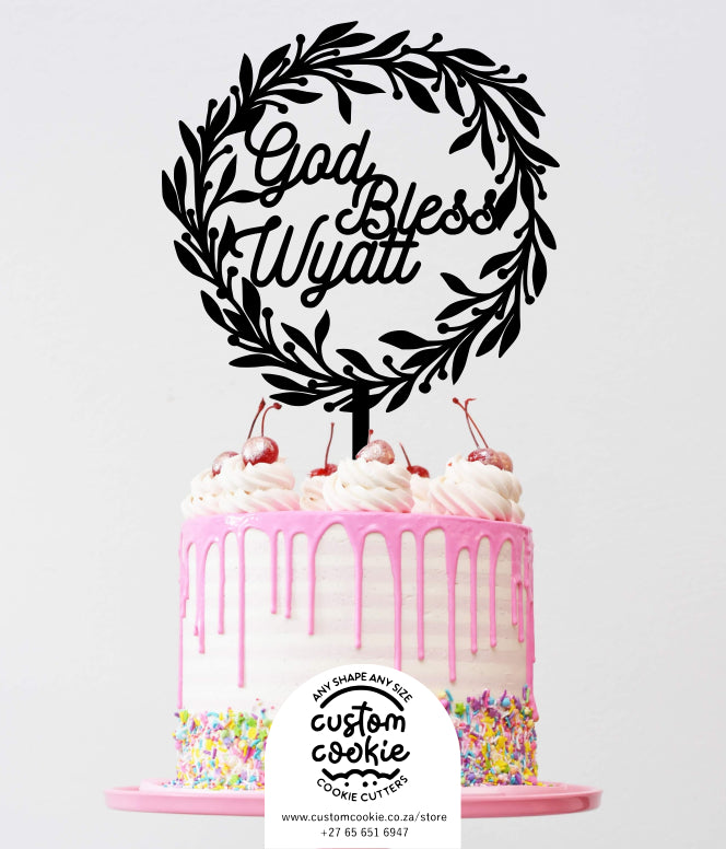 Customisable Cake Topper - Wreath with Message – Custom Cookie