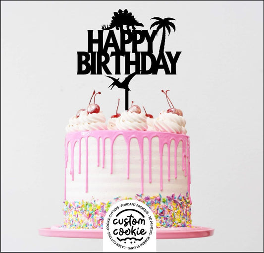 Cake Topper - Happy Birthday Dinos