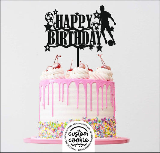 Cake Topper - Happy Birthday Soccer