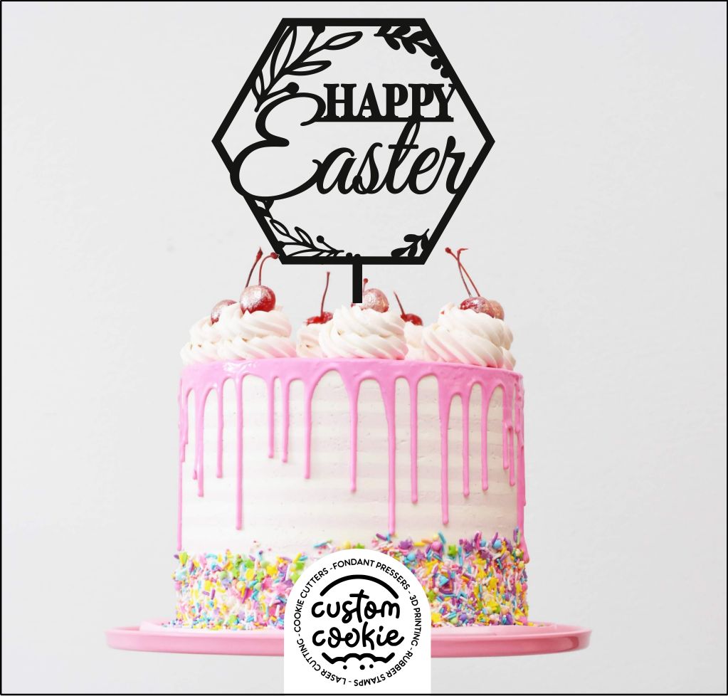 Cake Topper - Happy Easter Hexagon