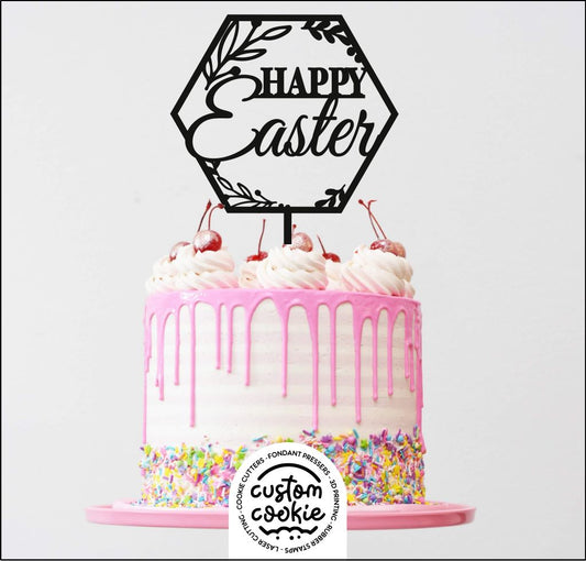 Cake Topper - Happy Easter Hexagon